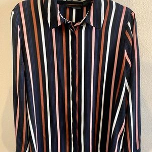 Front Button Long Sleeve Blouse